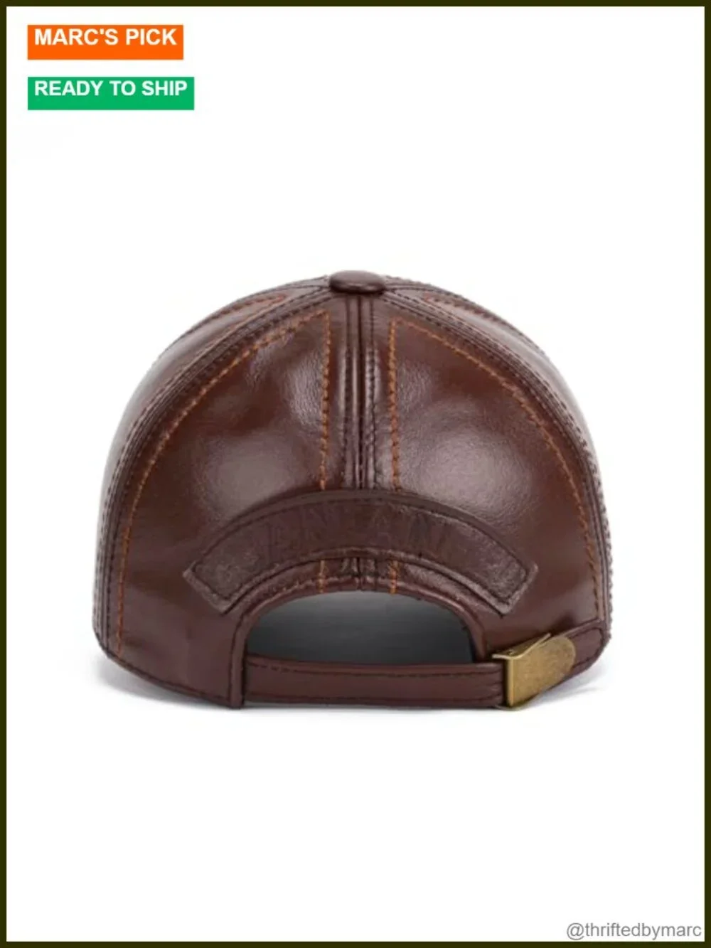 Genuine Cowhide Leather Baseball Cap Adjustable Outdoor Sport